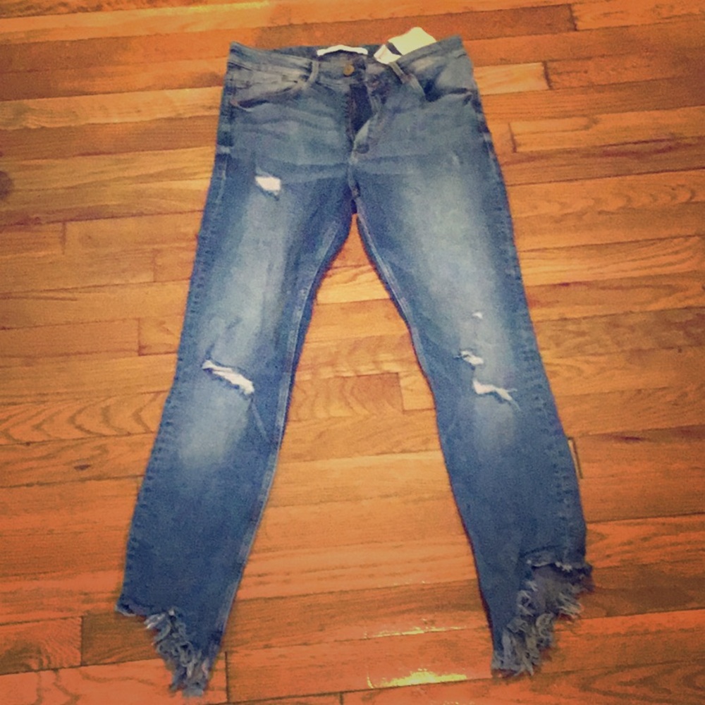 Zara cropped high waisted jeans